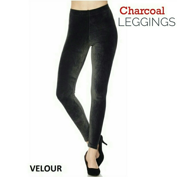 Velour Leggings in Charcoal - Picture 1 of 1